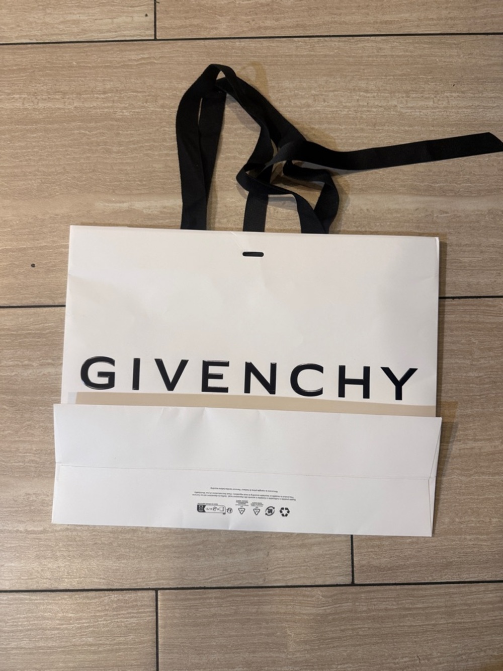 Givenchy White Shopping Bag with Black Ribbon Handles and Logo 16x 12 “